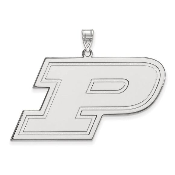 10k White Gold Purdue XL Initial P Pendant
